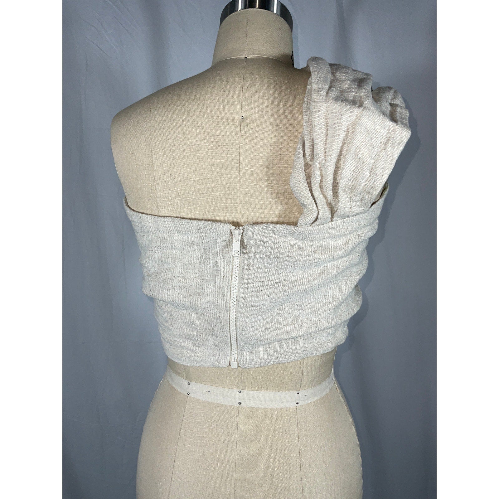 Just Bee Queen 'Sol' Beige Linen Top Size M