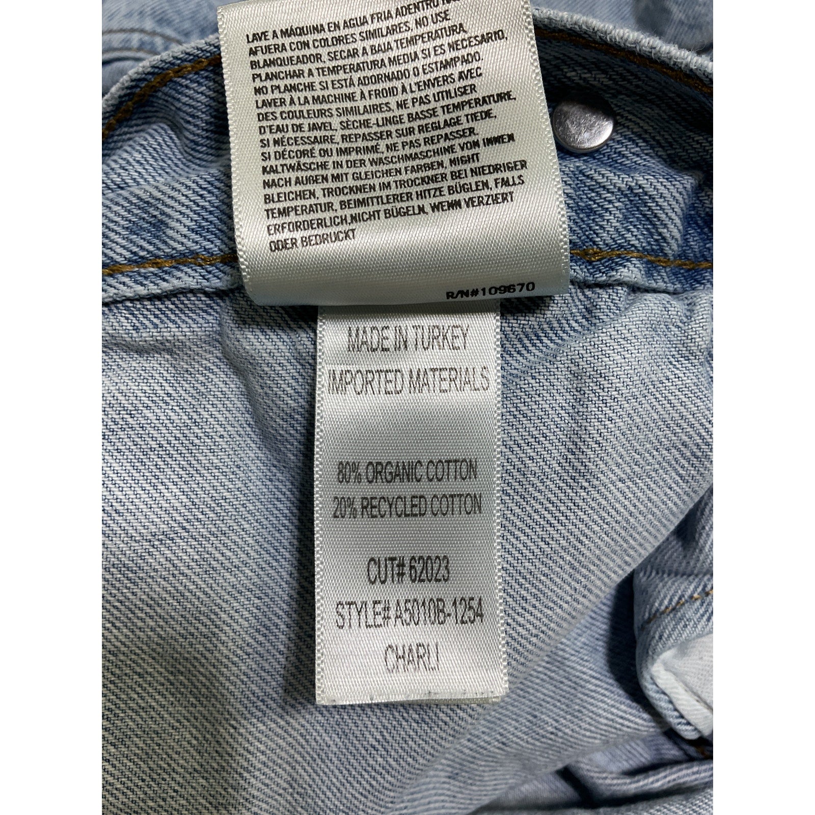 Agolde 'Charli' Blue Cotton Oversized Denim Jacket Size XS