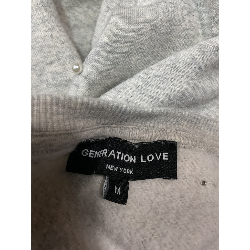 Generation Love 'Eleanor' Grey Crewneck Long Sleeve Pearl Sweatshirt Size M