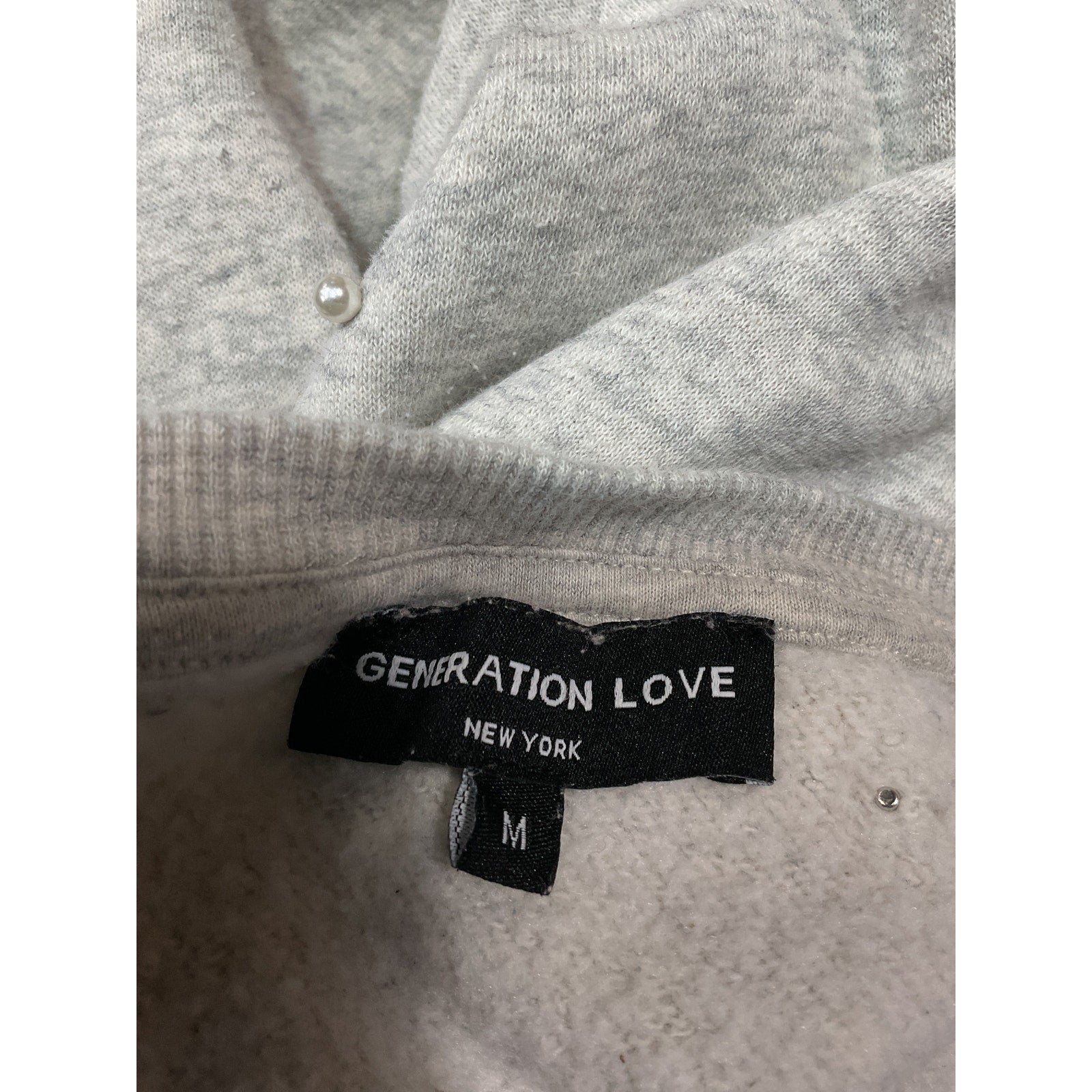 Generation Love 'Eleanor' Grey Crewneck Long Sleeve Pearl Sweatshirt Size M