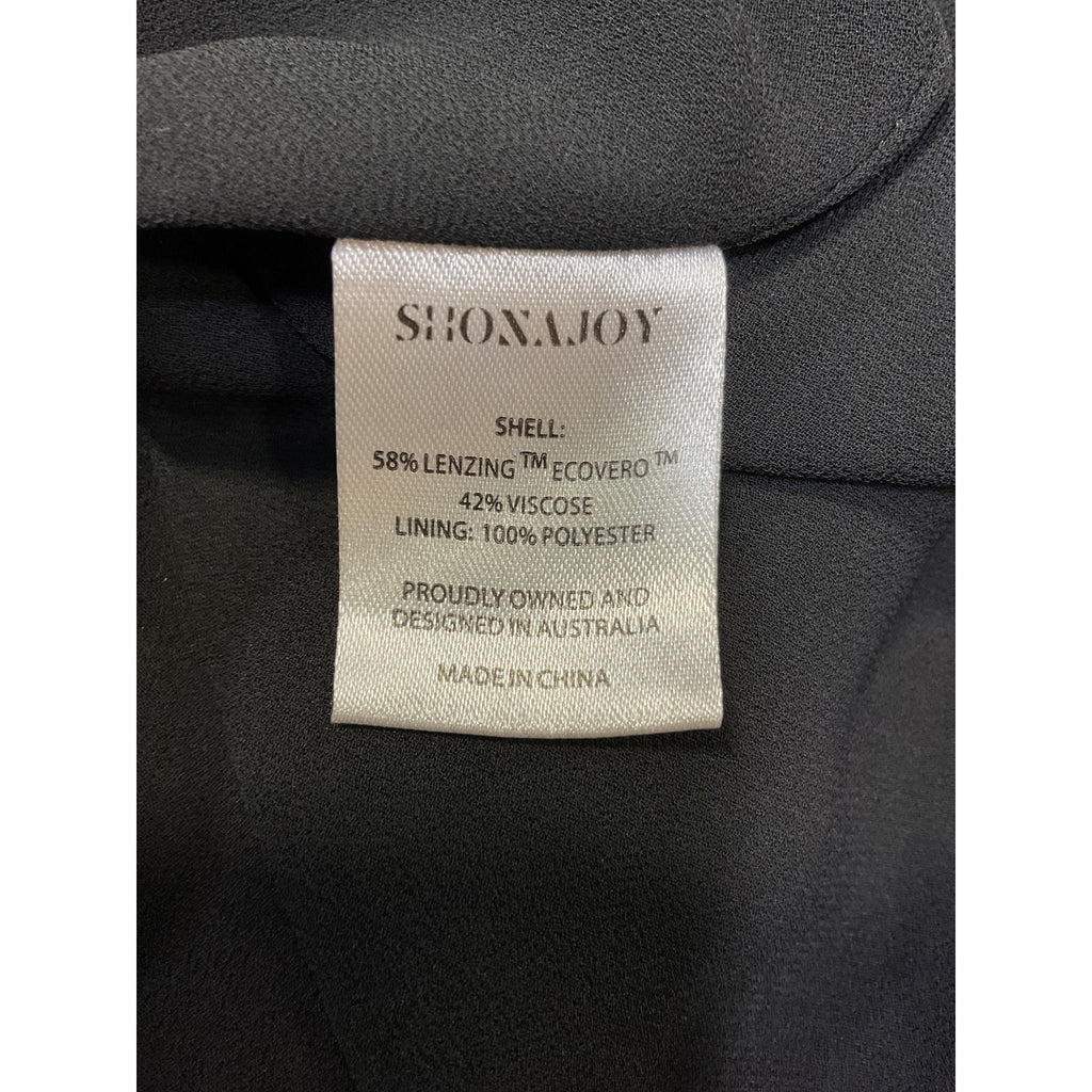 Shona Joy 'Thalia' Black Satin Midi Dress Size 4