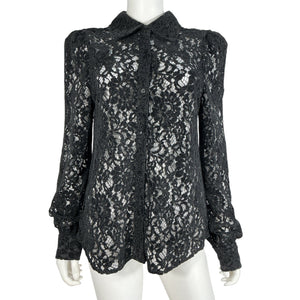 L'Agence Sheer Black Jenica Blouse Size M