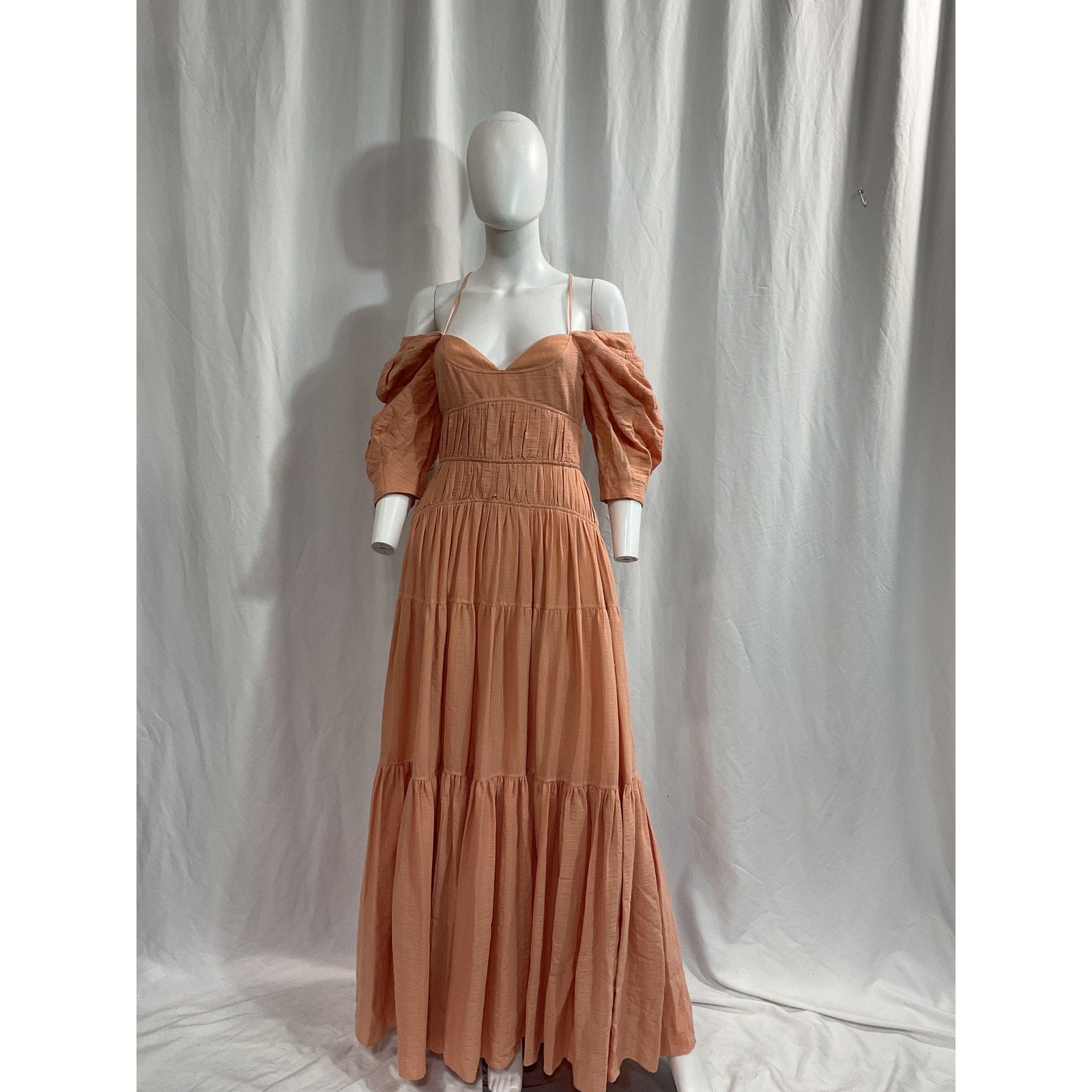 Simkhai Wilder 'Tiered' Pink Cotton-Blend Gauze Maxi Dress Size 2