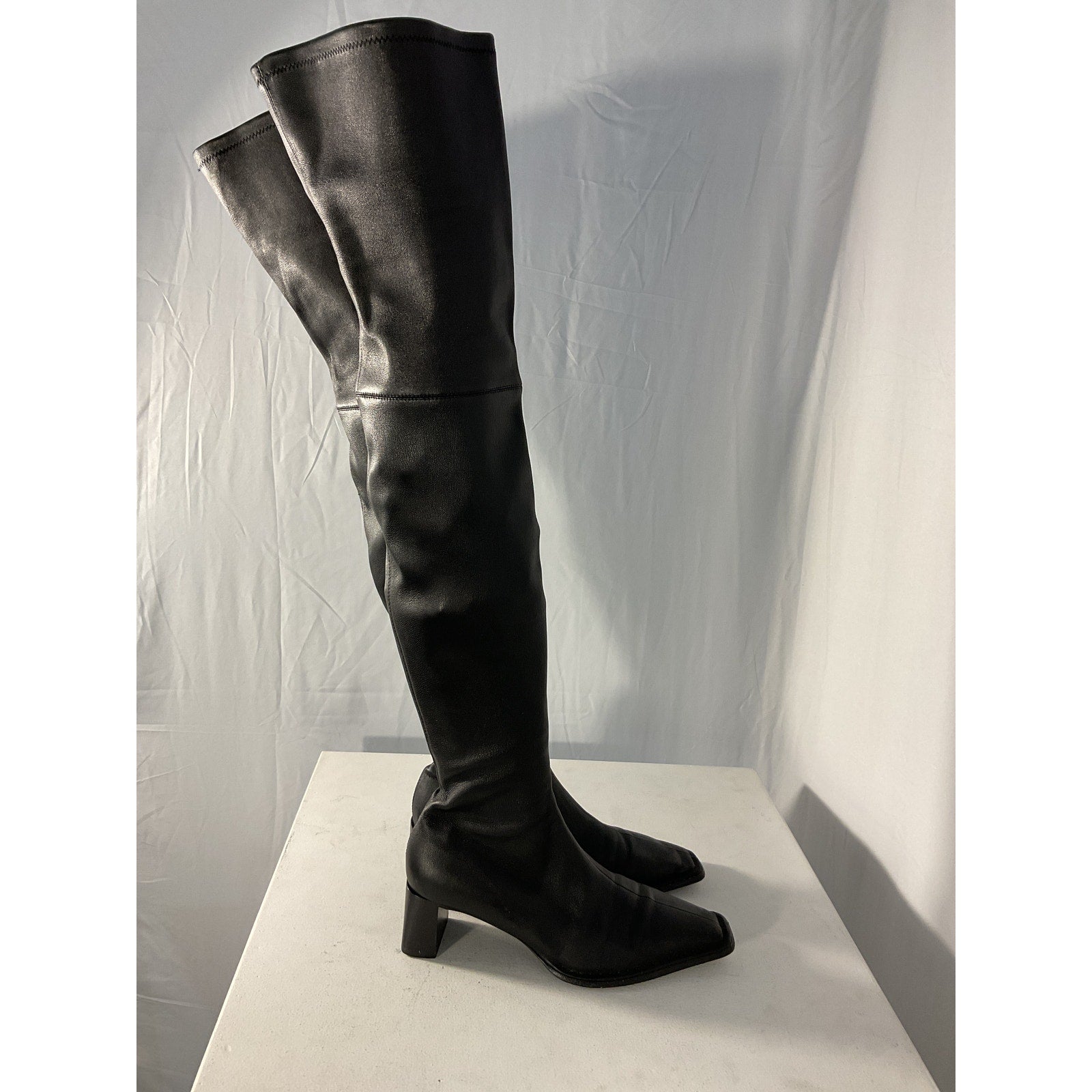 Alexander Wang 'Alrdich 55' Black Leather Over The Knee Boot Size 7.5