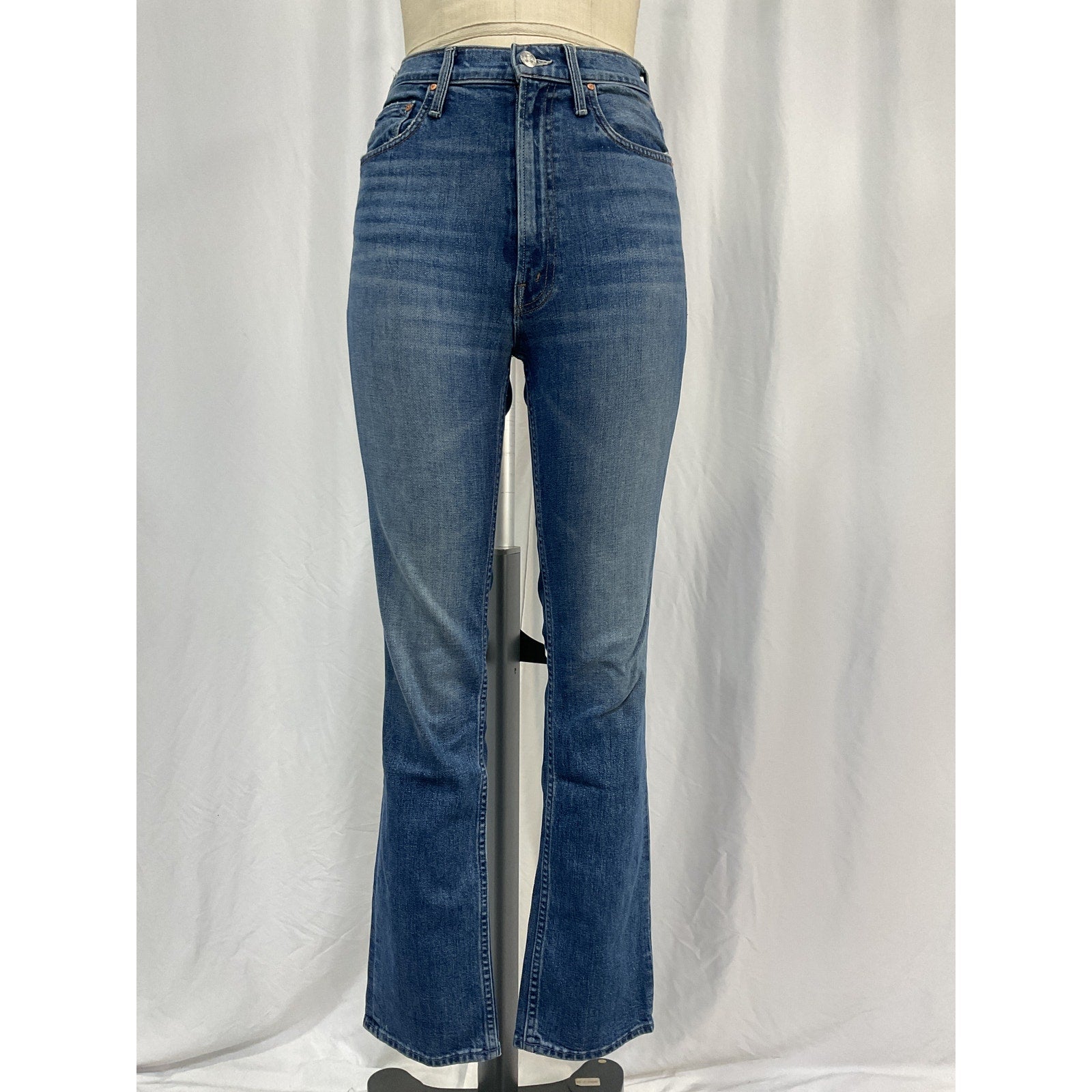 Mother Rider Skimp Blue Cotton High Waist Straight Leg Denim Jeans Size 26