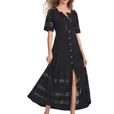 Loveshackfancy Lace Trimmed Black Edie Dress Size P