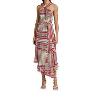 Derek Lam 'Dasha' Red Graphic Print Sleeveless Halterneck Dress Size 6