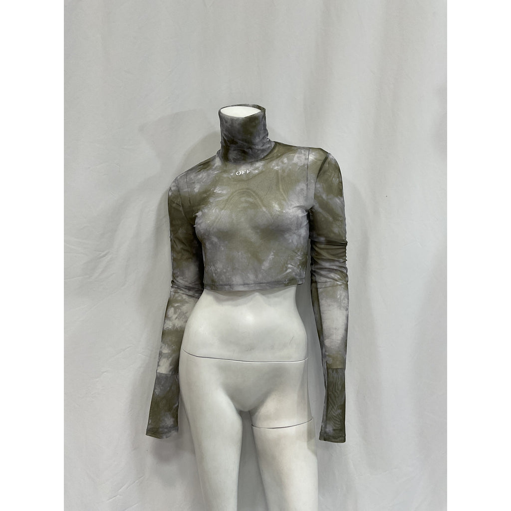 Off-White 'Tie-Dye' Purple Polyamide Tulle Crop Top Size 0