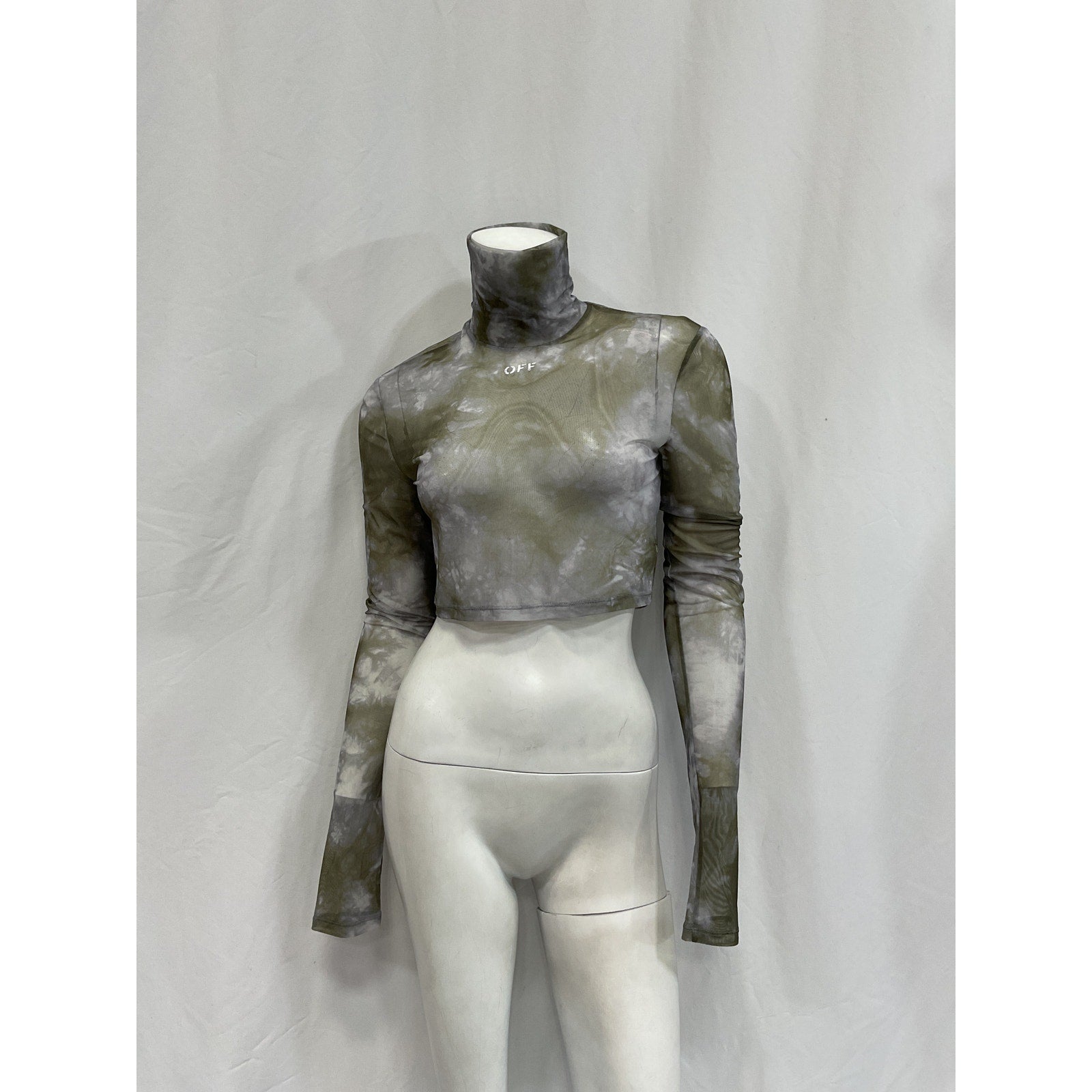 Off-White 'Tie-Dye' Purple Polyamide Tulle Crop Top Size 0