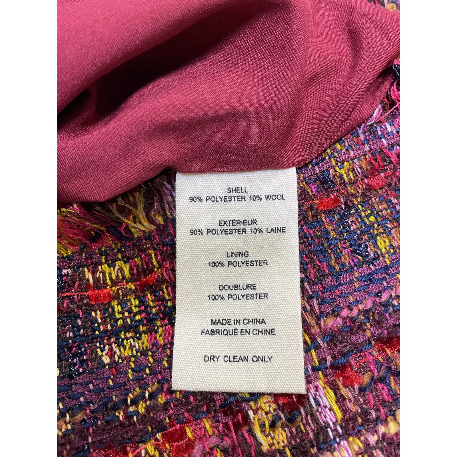 L'Agence Florian Red Polyester Tweed Shift Dress Size S - NWT