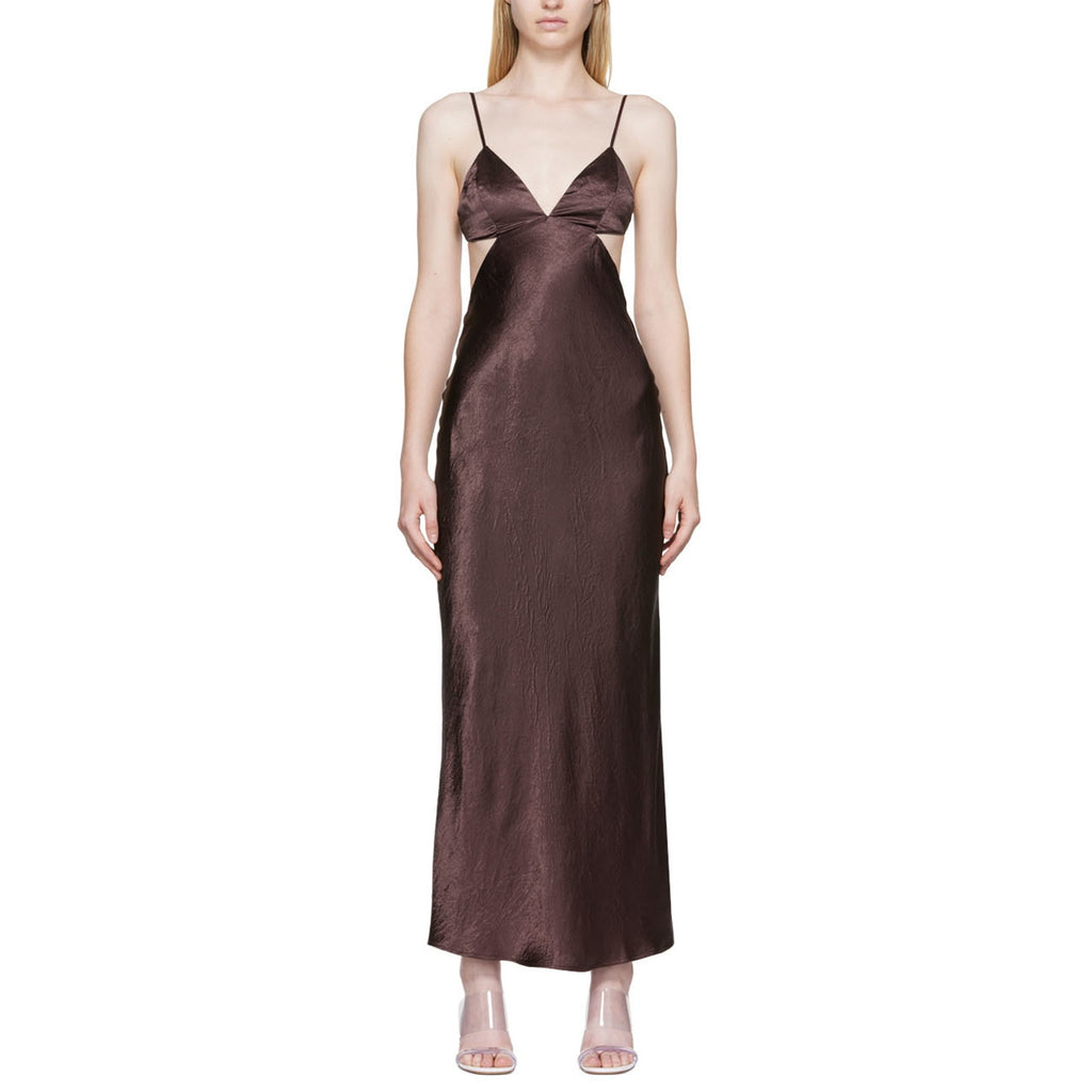 Third Form Ssense Brown Acetate Exclusive Crush Maxi Dress Size 2