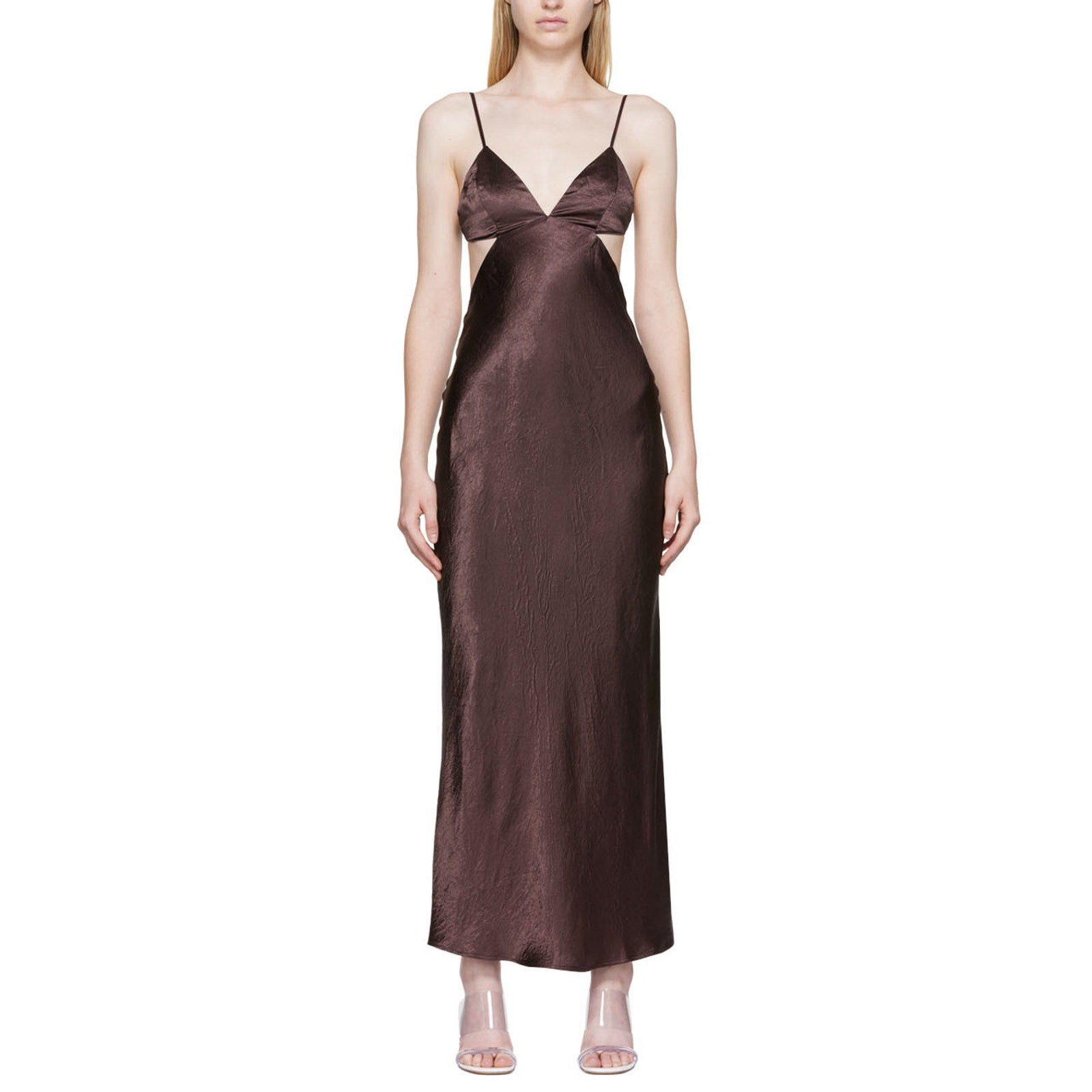Third Form Ssense Brown Acetate Exclusive Crush Maxi Dress Size 2