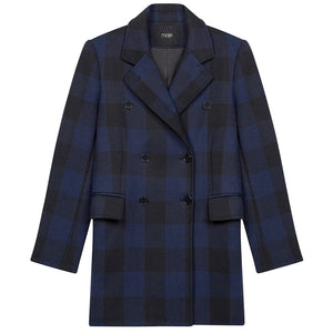 Maje Plaid Blue Goldan Coat Size 36