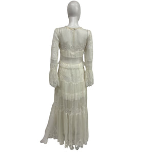 Loveshackfancy 'Rosney' Beige Polyester Lace Maxi Dress Size 6