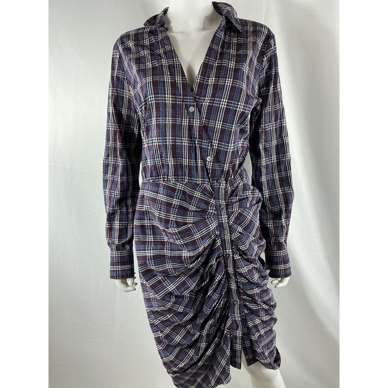 Veronica Beard 'Calvert' Black Cotton Plaid Midi Dress Size 10