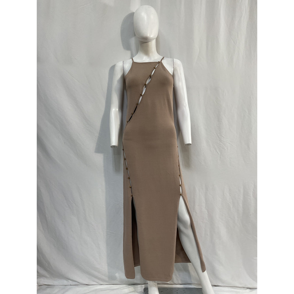 Nicholas 'Samara' Tan Rayon Cutout Stretch-Knit Midi Dress Size M