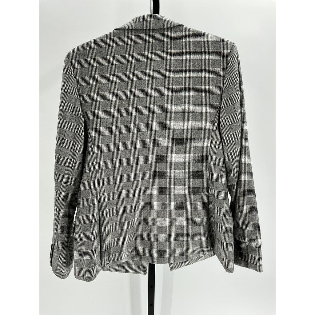 Allsaints 'Bea' Grey Wool Check Double Breasted Blazer Size 6