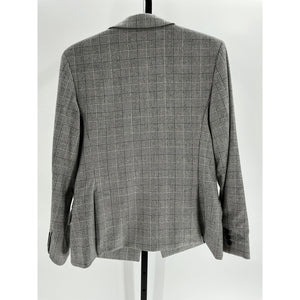 Allsaints 'Bea' Grey Wool Check Double Breasted Blazer Size 6