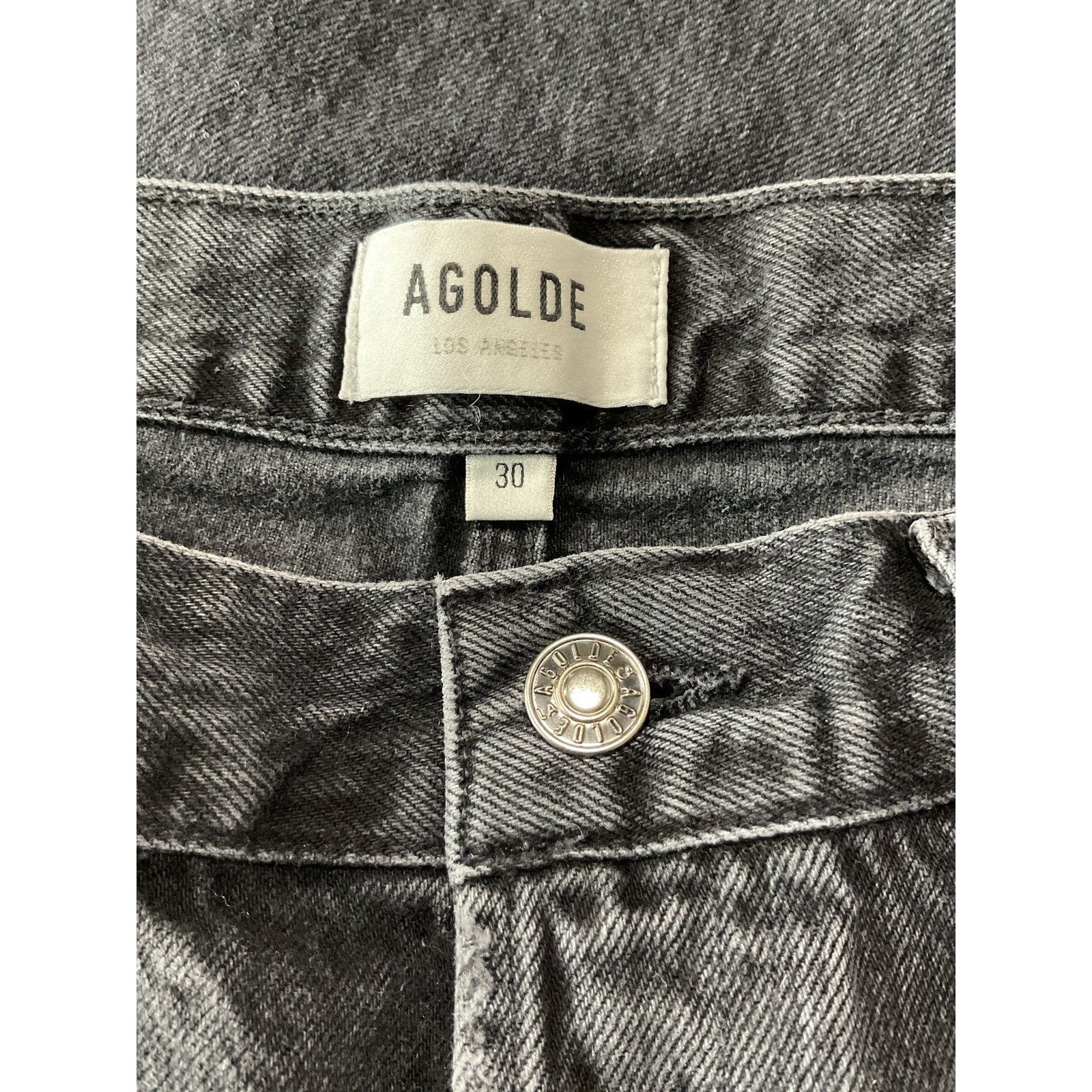Agolde 'Lana' Black Cotton Mid Rise Straight Denim Jean Size 30
