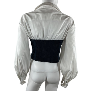 Cinq à Sept Tailored Blue White Levina Blouse Size M