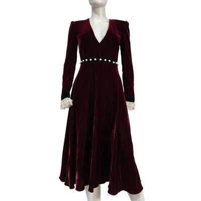 Philosophy Di Lorenzo Serafini Elegant Purple V Neck Midi Dress Size 2