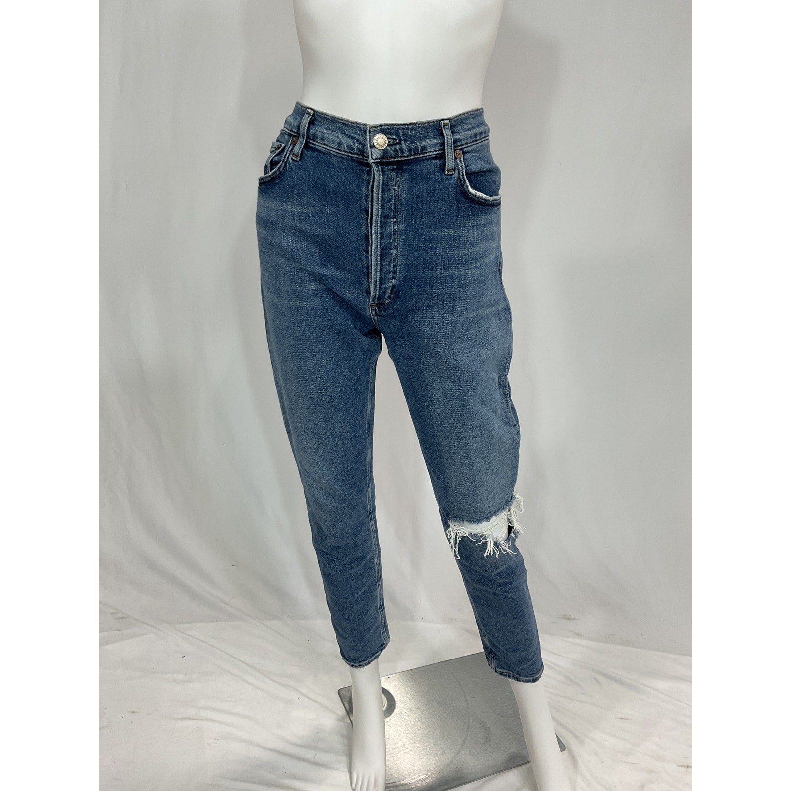 Agolde 'Nico' Blue High Rise Slim Denim Deans Size 29