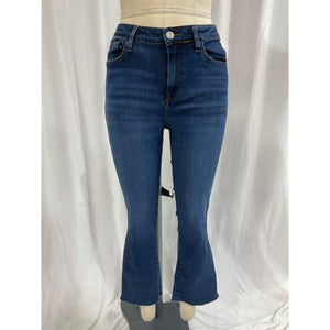 Frame 'Le' Blue Crop Mini Bootcut Raw Hem Denim Jeans Size 28