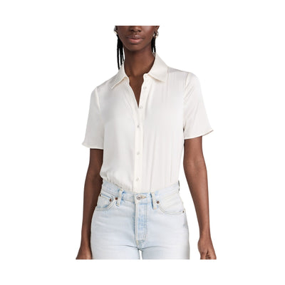 Favorite Daughter Sleek Ivory Take Me Seriously Short Sleeve Top Size XS NWT