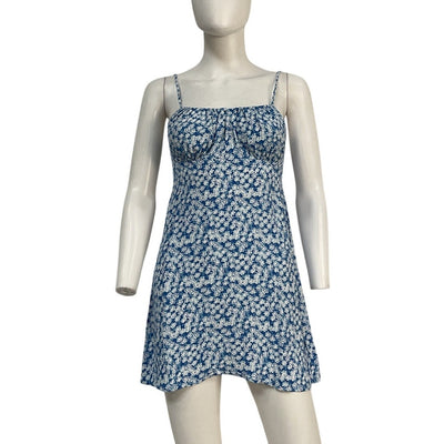 Faithfull The Brand Floral Blue Audrina Mini Dress Size XS