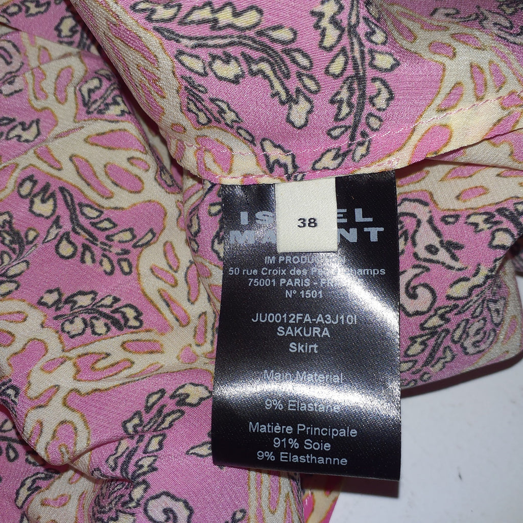 Isabel Marant 'Sakura' Pink Geometric Print Skirt Size 38