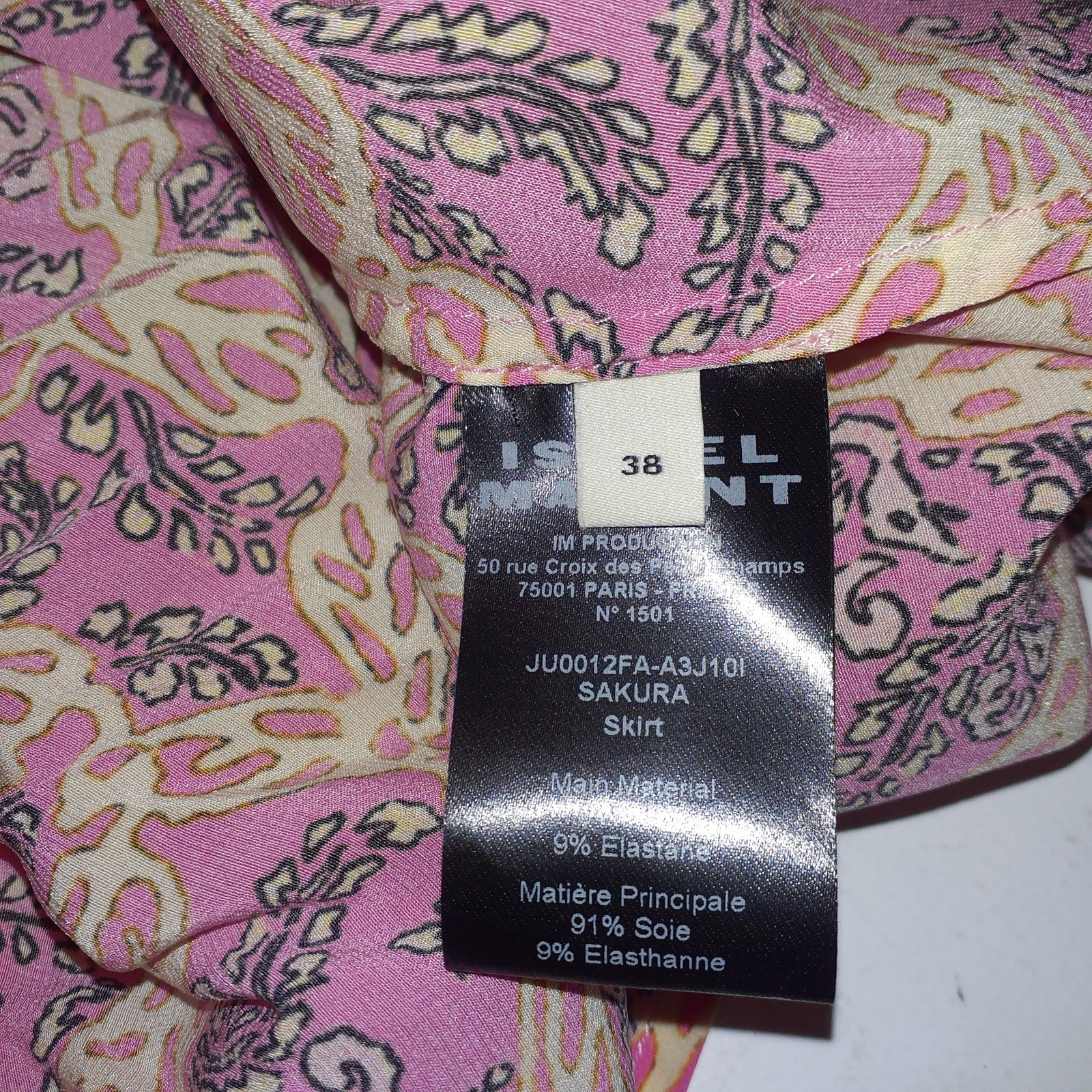 Isabel Marant 'Sakura' Pink Geometric Print Skirt Size 38