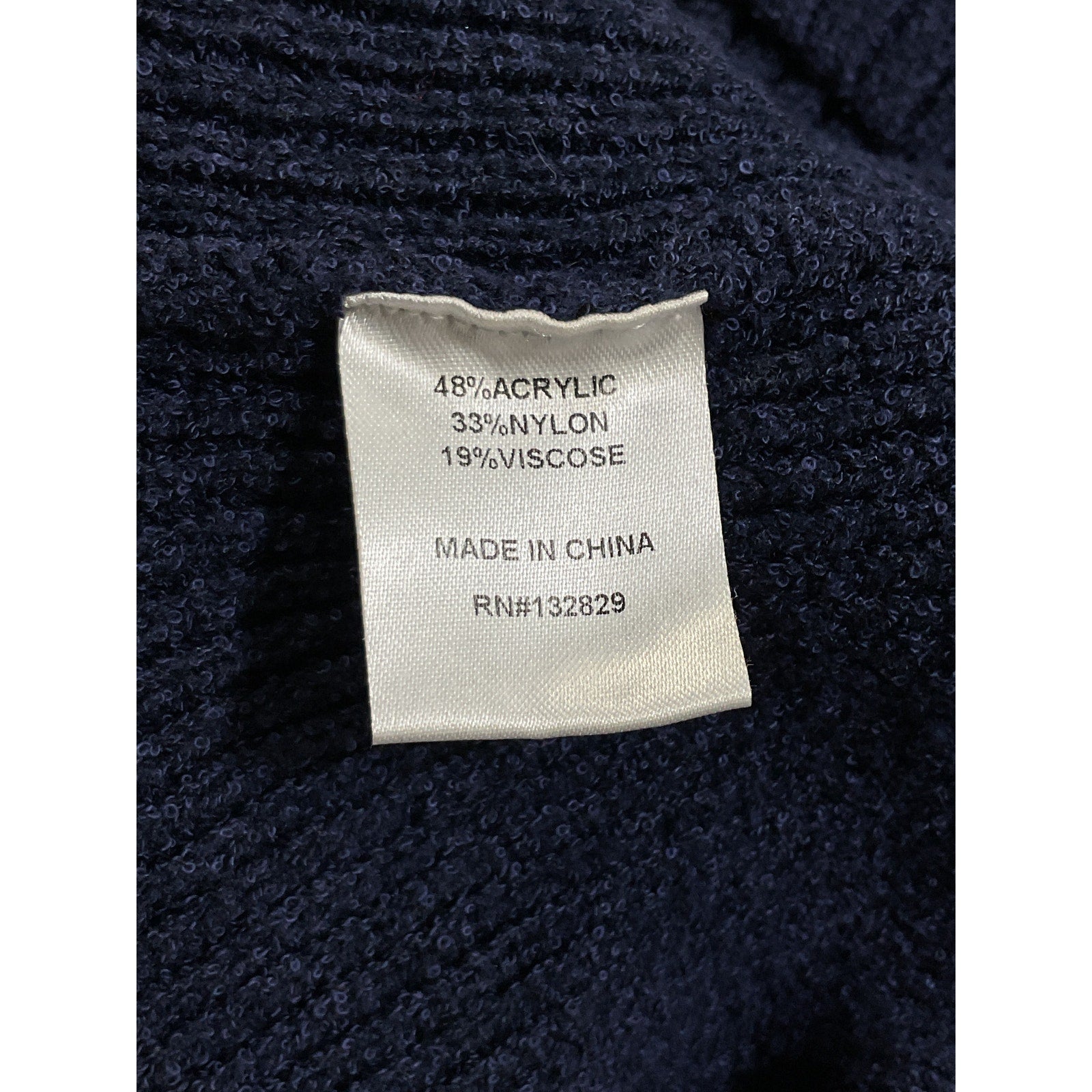 L'Academie 'Lucia' Navy Cropped Baloon Sleeve Knit Turtleneck Size M