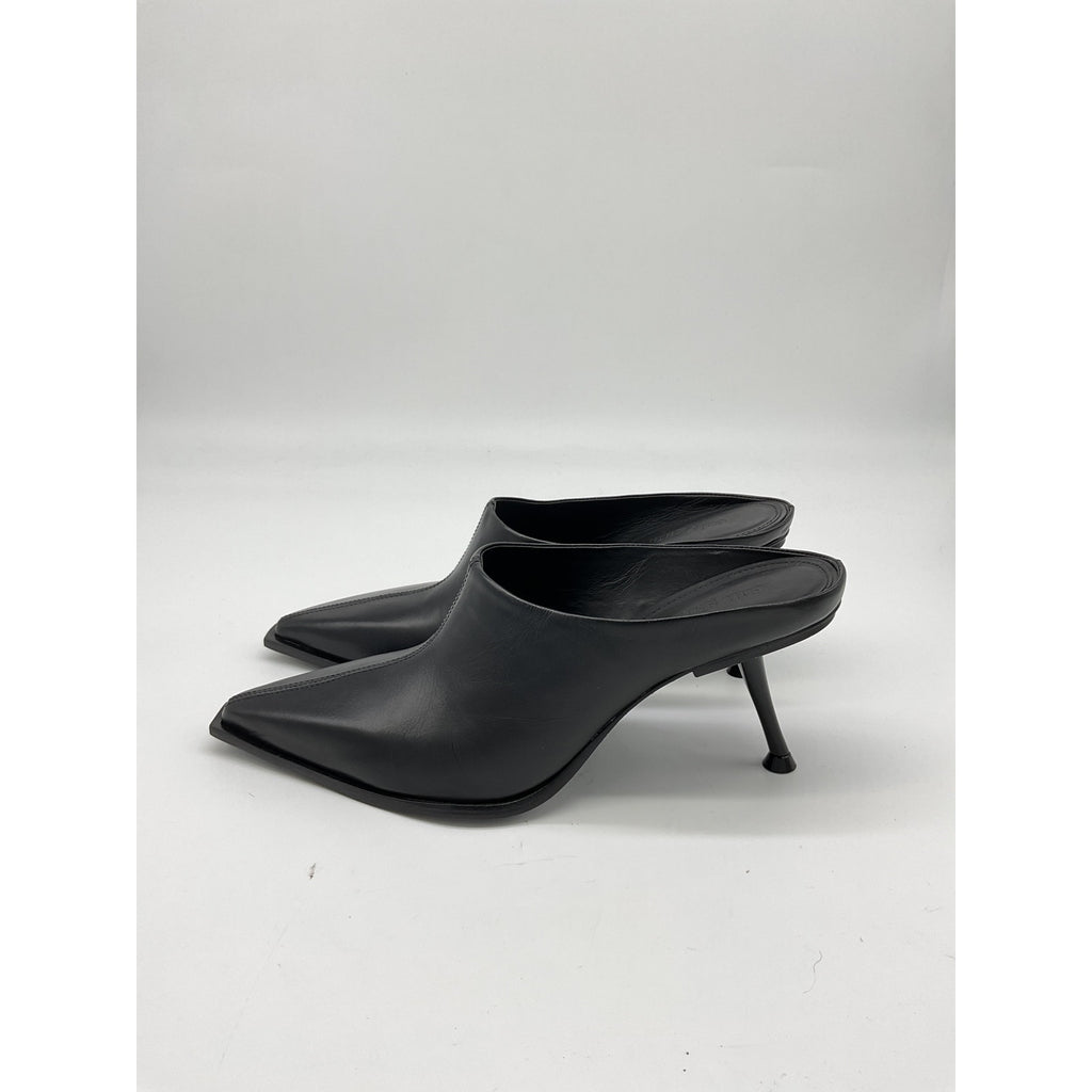 Cult Gaia 'Lina' Black Leather Heeled Mules Size 9