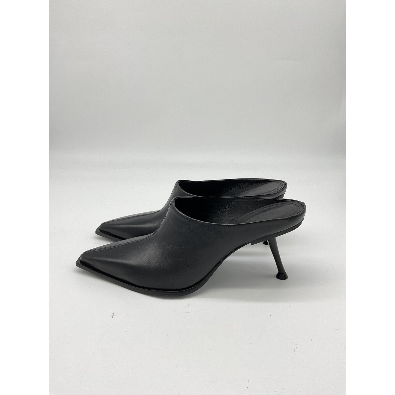 Cult Gaia 'Lina' Black Leather Heeled Mules Size 9