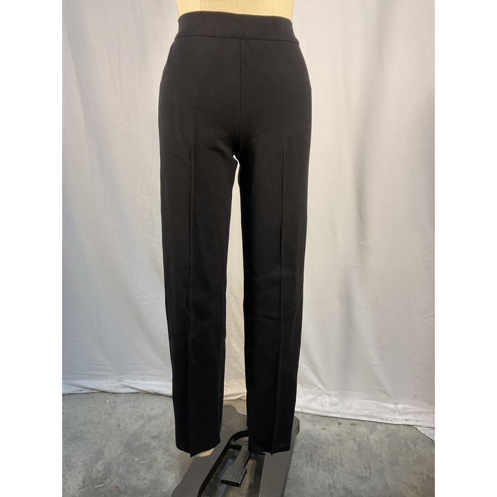 High Sport Long Kick Flared Black Cotton Stretch-Cotton Knit Pant Size M