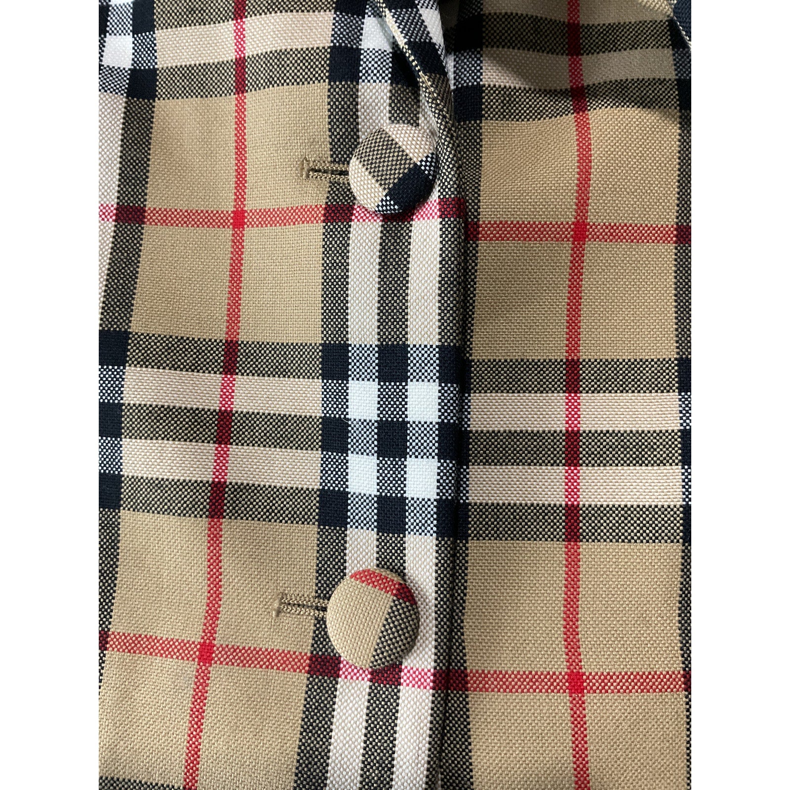 Burberry Vintage Check Beige Wool Single Breasted Tailored Blazer Size UK 12/US 10