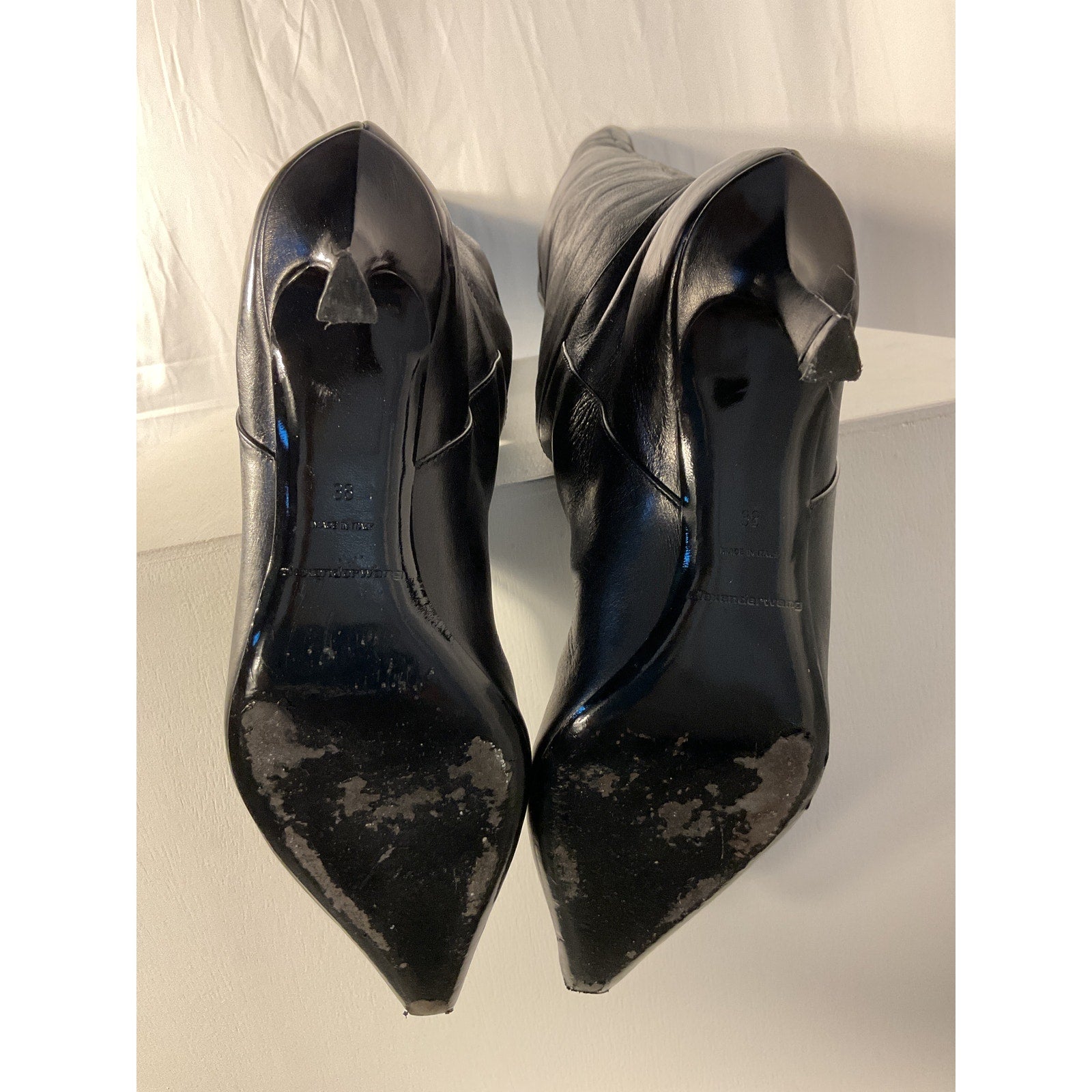 Alexander Wang 'Viola 65' Black Leather High Hip Boot Size 8