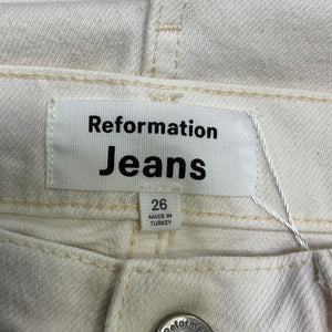 Reformation High Rise Denim Midi Cream Jayde Skirt Size 26