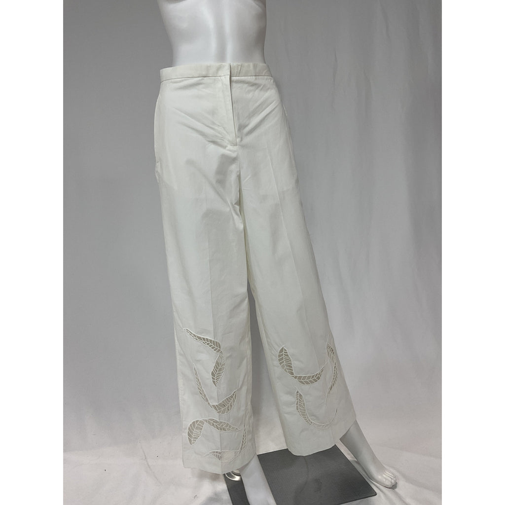 Cos Broderie 'Anglaise' White Wide-Leg Trousers Pants Size 4