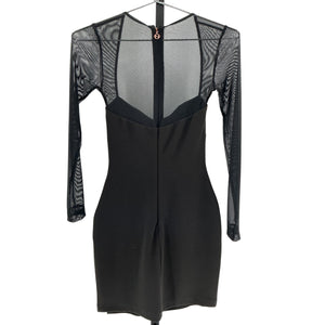 Nookie Long Sleeve Black Sade Mini Dress Size XS