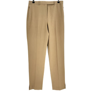 Theory Sleek Tan Tapered High-Waist Flannel Trousers Size 4
