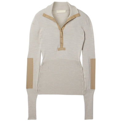 Ulla Johnson Ribbed Beige Drew Polo Sweater Size Small