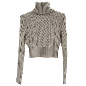 Rag And Bone Cable Knit Beige Elizabeth Turtleneck Sweater Size S