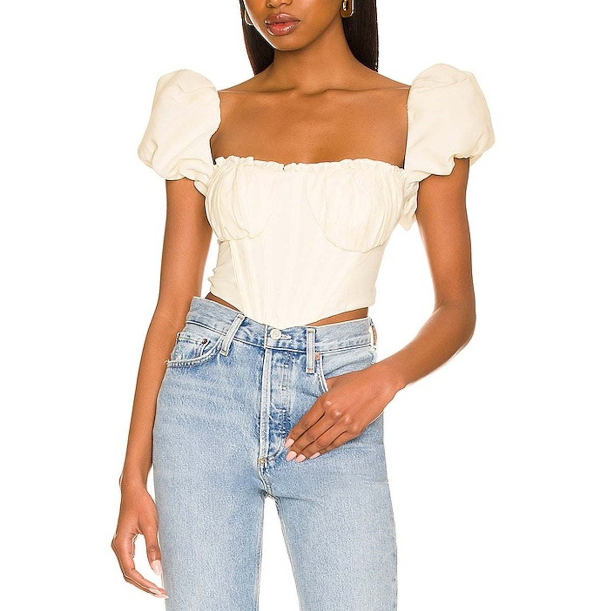 LPA Puff Sleeve Cream Claudette Top Size S NWT