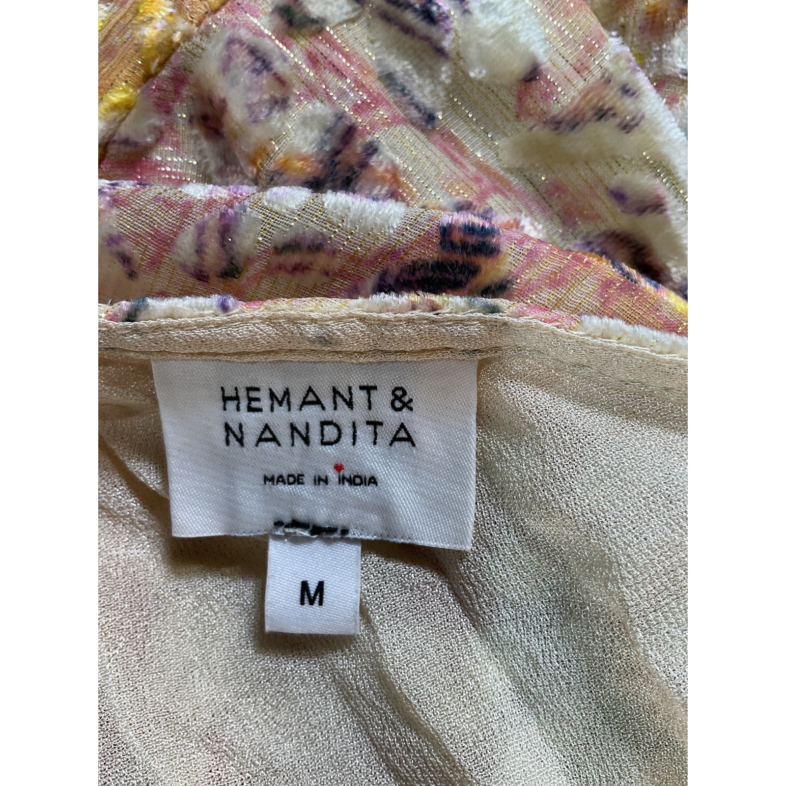 Hemant And Nandita 'Kalon' White One Shoulder Belted Velvet Jacquard Mini Dress Size M