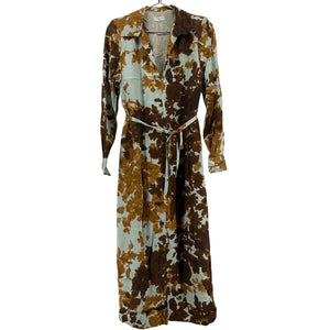 Dries Van Noten Belted Brown Charmeuse Midi Dress Size FR 36 / US 4