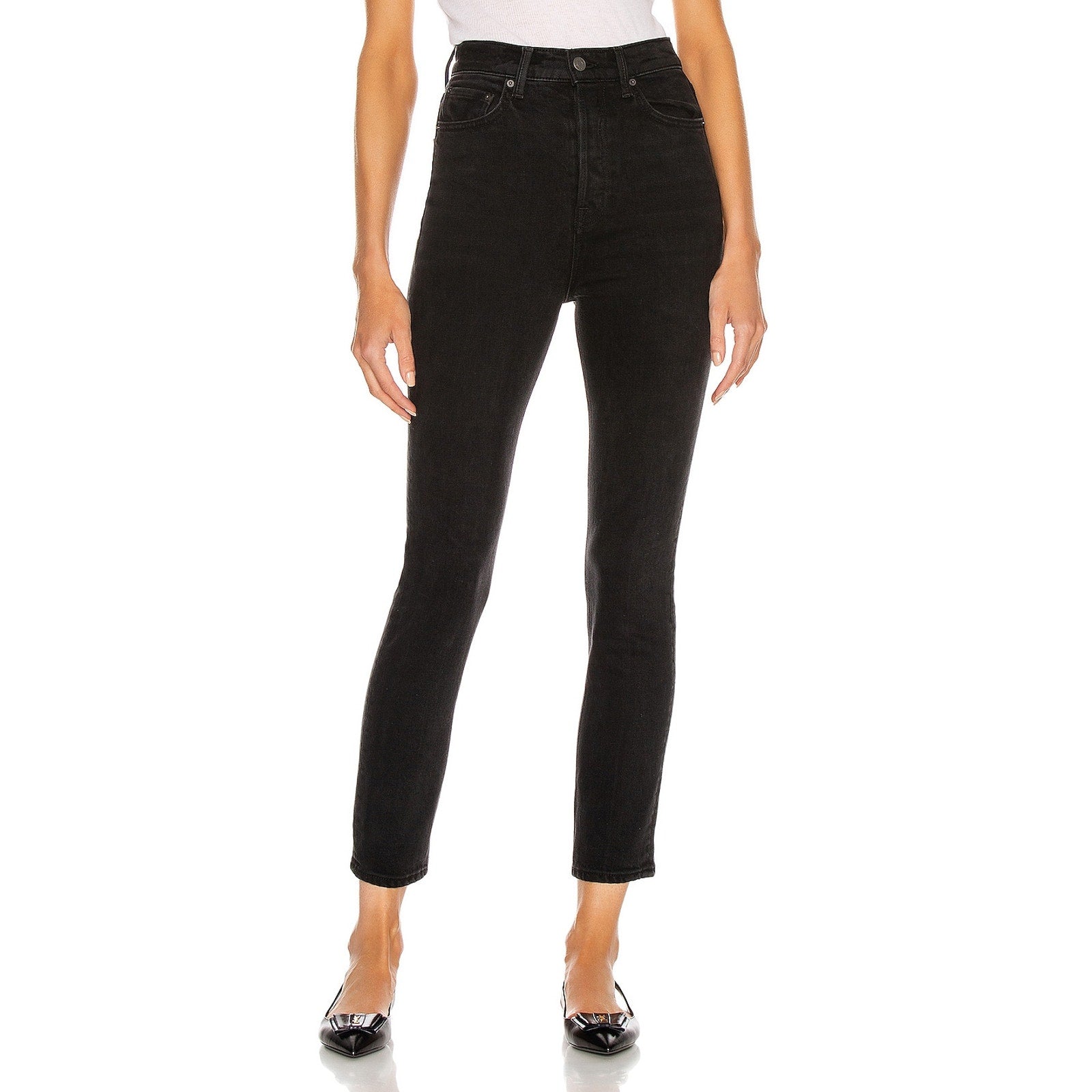 Grlfrnd 'Piper' Black Cotton Super High Rise Stretch Slim Denim Jean Size 26