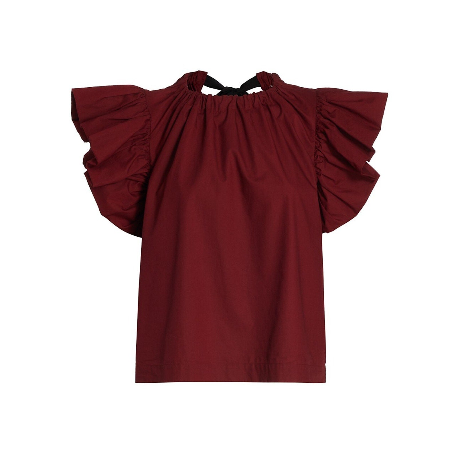 Ulla Johnson 'Leigh' Red Cotton Flutter-Sleeve Top Size 2
