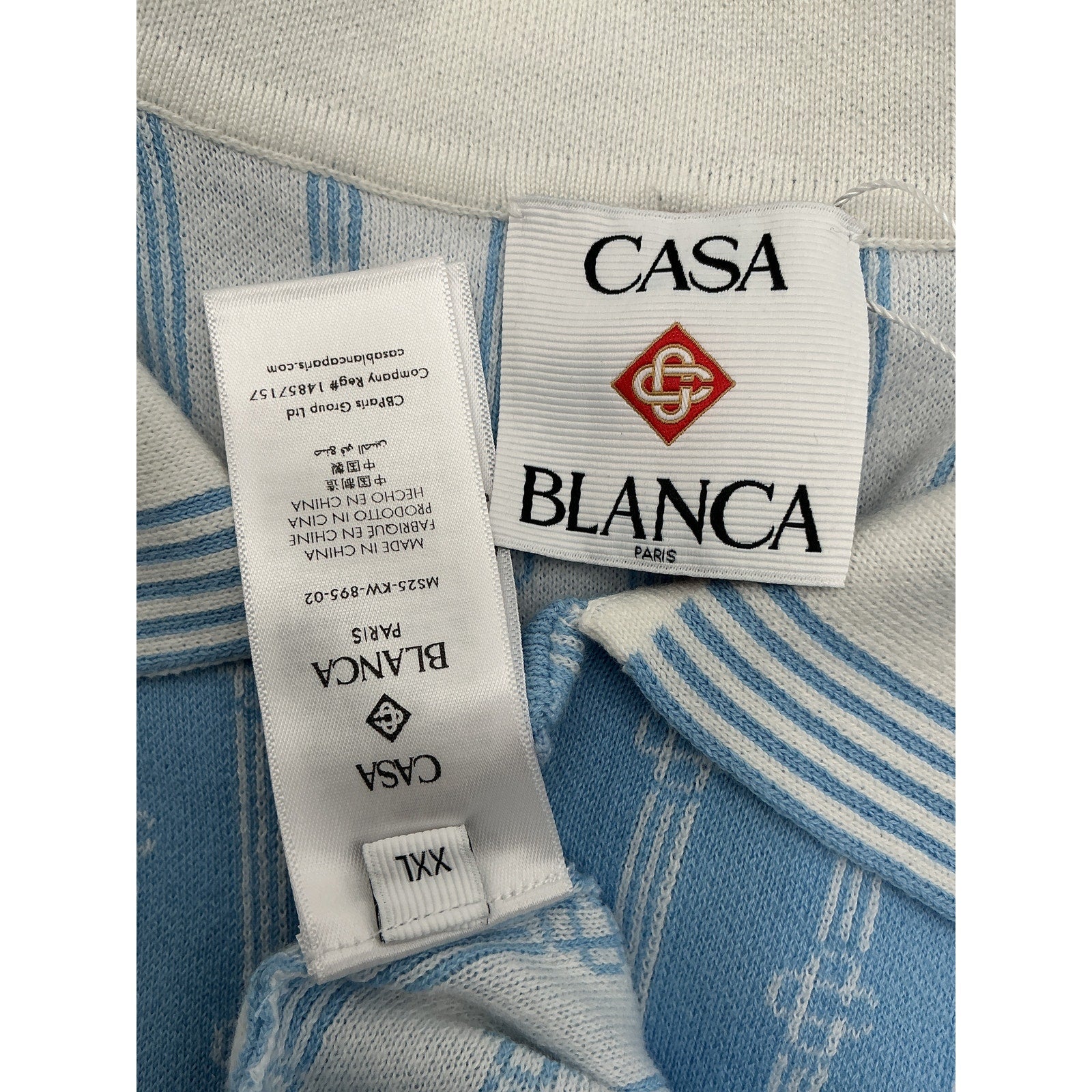 Casa Blanca 'Monogram' Blue Cotton Polo Shirt Size XXL