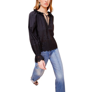 Ulla Johnson Eyelet Noir Alora Top Size 8